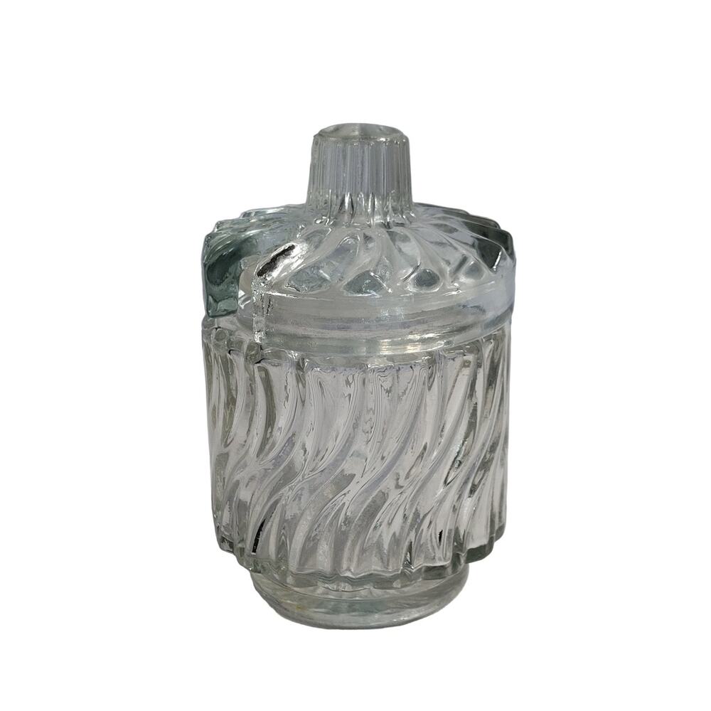 Avon Sugar Bowl Clear Glass Small Ribbed Swirl 1960s Vintage Lid